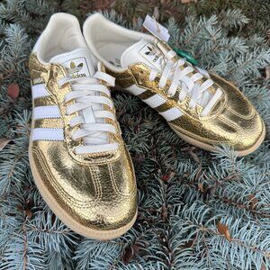 NWT Adidas Samba OG Gold Metallic Cracked Leather Women's Shoes KI5719 SOLD OUT